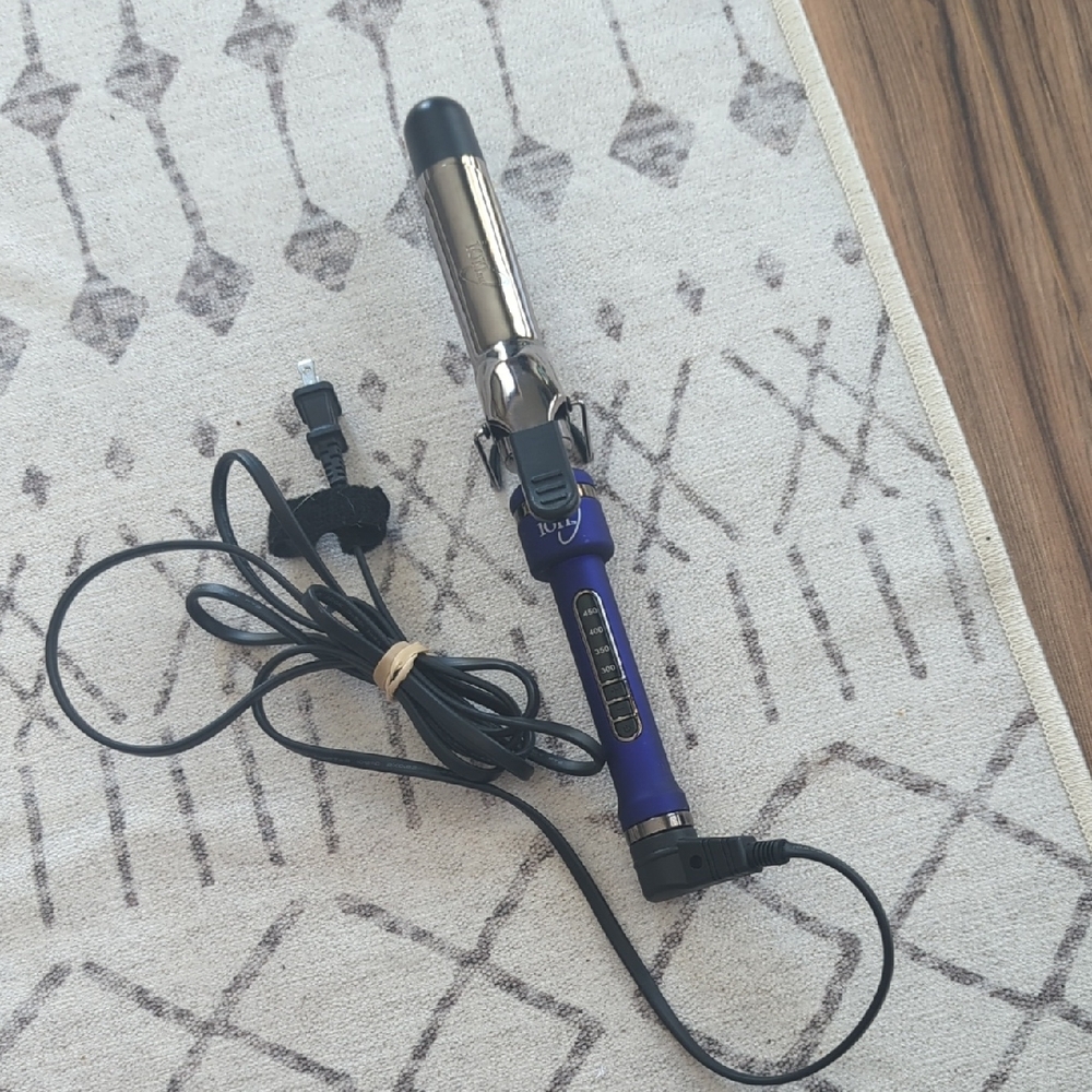 Ion 1" Barrel Curling Iron With Neon Purple Handle.
